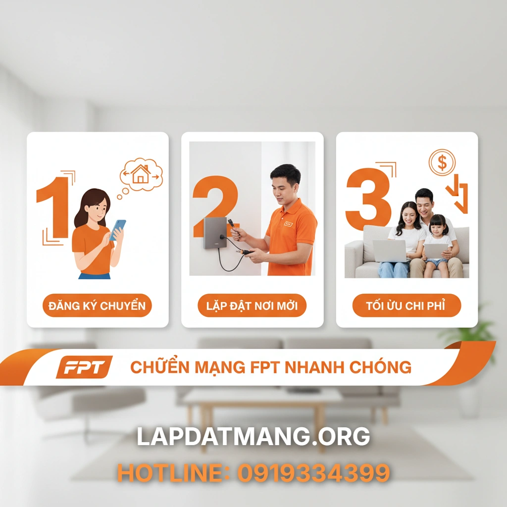 3 Bước Chuyển Địa Điểm Mạng FPT Nhanh Chóng & Chi Phí Di Dời - 2025 3 Chuyển địa điểm FPT - Chi phí di dời mạng FPT: Chuyển địa điểm có mất phí không và được tính như thế nào?