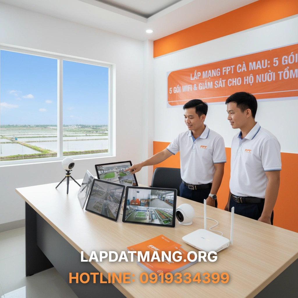 Lắp mạng FPT Cà Mau - 5 Gói Wifi & Camera Giám Sát FPT Cà Mau nào tối ưu nhất cho hộ nuôi tôm?