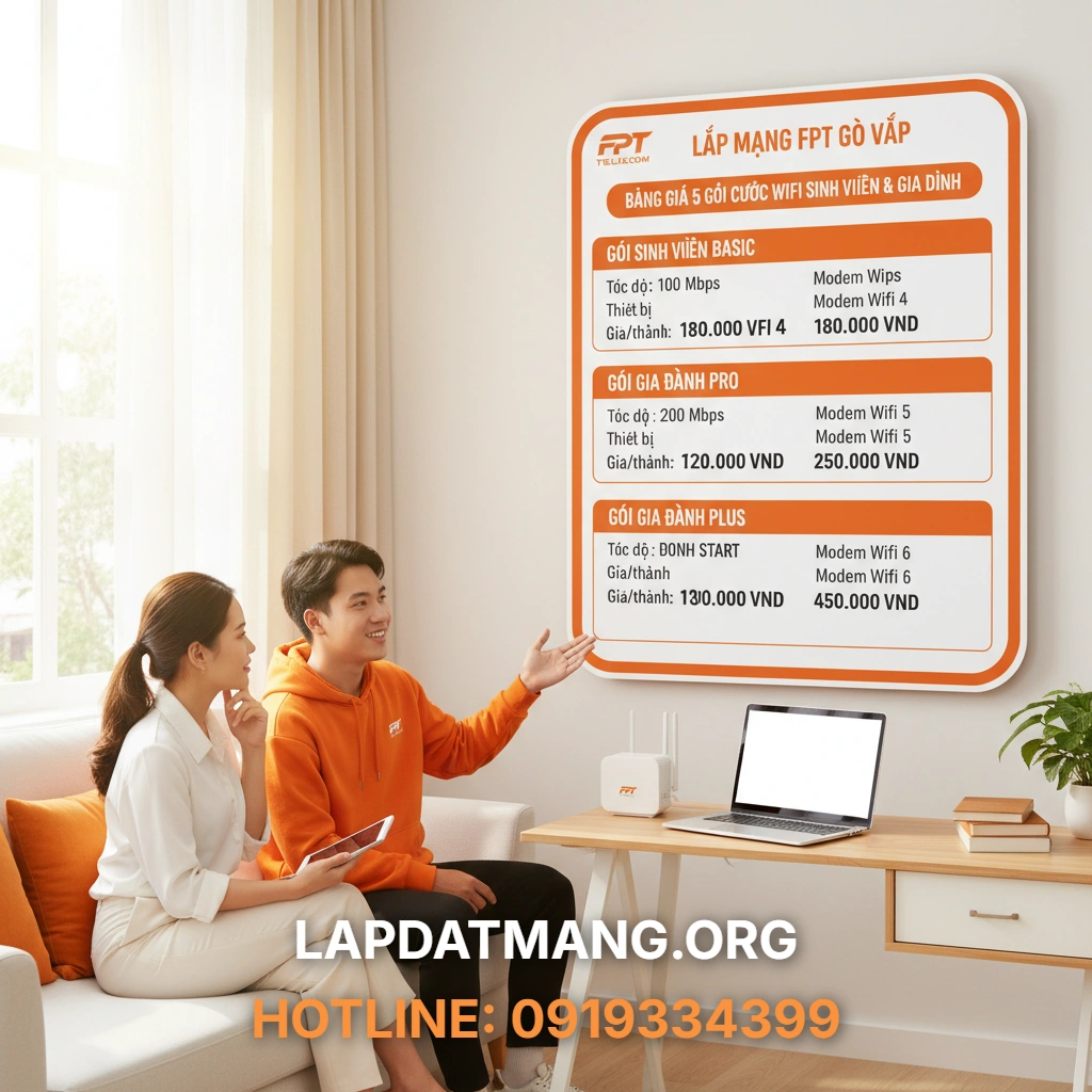 Lắp mạng FPT Gò Vấp - Bảng giá 5 gói cước Wifi FPT Gò Vấp dành cho sinh viên và gia đình là gì?