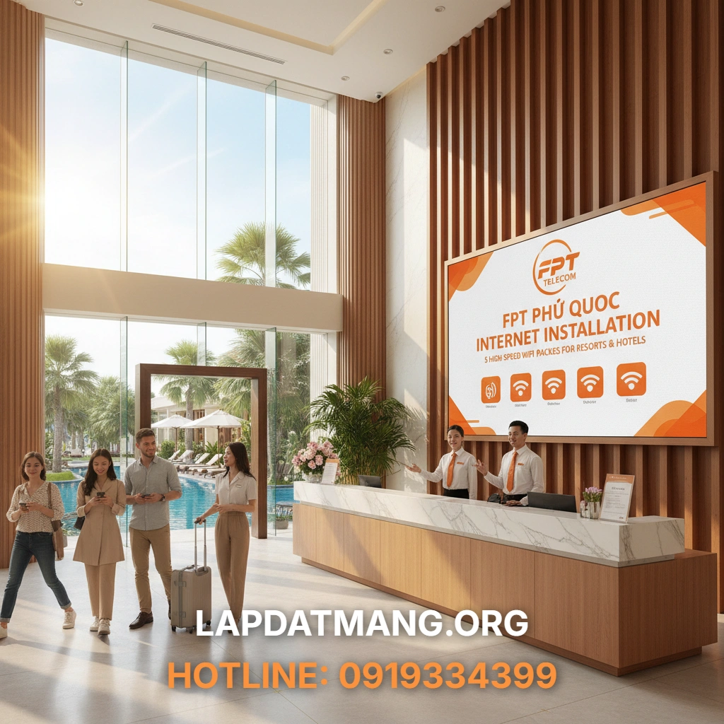 Lắp mạng FPT Phú Quốc - Các gói Wifi FPT Phú Quốc tốc độ cao nào dành riêng cho Resort & Khách Sạn?